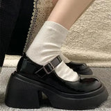 Sohiwoo Platform Mary Jane Shoes 2024 New Women's Shoes Women Thick Heels Trendy Street Lolita Shoes Round Toe Ankle Strap  Pumps