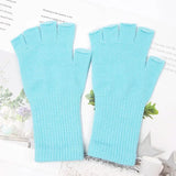 Sohiwoo New Unisex Black White Half Finger Fingerless Gloves Women and Men Wool Knit Cotton Gloves Autumn Winter Warm Work Gloves