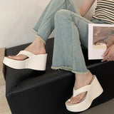 Sohiwoo Summer Chunky Woman Slippers Fashion Platform Wedges High Heel Silvery Ladies Shoes Zapatillas De Mujer