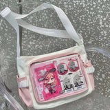 Sohiwoo Fashion Transparent Shoulder Bag for Women Nylon Casual Lolita Jk Crossbody Bag College Style Large Capacity New Handbag