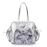 Sohiwoo Cute Casual Shoulder Bag for Women Japaneses Style Lolita Large Capacity Tote Bag Pu Leather Female Transparent Handbag