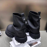 Sohiwoo Platform Women Ankle Boots Mid Heels Designer Shoes Fashion Winter Woman 2024 Trend Chelsea Boots Goth Femme Chaussures