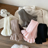 Sohiwoo New Kids Solid Color Leg Warmers Knitted Foot Cover Korean Children Girls Lolita Style Autumn Winter Flare Sleeve Elastic Socks