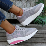 Sohiwoo Breathable Mesh Platform Sneakers Women Spring Thick Bottom Sport Shoes Woman Plus Size 43 Light Lace Up Casual Shoes