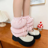 Sohiwoo New Y2k Bubble Lantern Strap Leg Covers Ballet Knitted Socks Pink Girl Leg Warmers Harajuku Boot Cuffs Japanese JK Lolita Sock