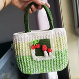 Sohiwoo Handmade crochet hollowed out pattern handbag, makeup bag, key bag, mobile phone bag, exquisite and beautiful