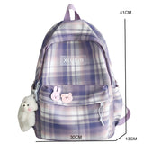 Sohiwoo Women Backpack Female Cool Nylon Travel Bag Fashion Plaid Portable Cute Schoolbag College Teenage Girls Boys Bookbag