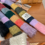 Sohiwoo Women Rainbow Stripe Knitted Scarf Patchwork Clashing Colors Long Soft Scarves Female Winter Premium Feeling Weenie Scarf Shawl