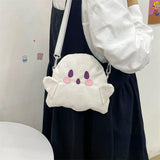 Sohiwoo Cute Ghost Kawaii Cartoon Funny Canvas Bag Plush Bag Fashion Casual All Match Messenger Bag Shoulder Bags Women Bag Purse