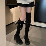 Sohiwoo Vintage Women Over The Knee High Boots Fashion Back Zippers Shoes Autumn Winter Thick Heel Women's Long Booties