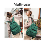 Sohiwoo Canvas Capacity Bag Yellow Red Book Green Laptop Backpack Teens Color Casual Bags School Large Women Bag For Solid Travel