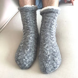 Sohiwoo Men Winter Thickened Knitted Floor Socks Woven Thermal Cashmere Women's Carpet Home Plus Velvet Sleep Socks Slippers Leg Cover