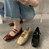 Sohiwoo Crystal Women Pumps Fashion Girls Shallow Buckle Soft Leather Mary Jane Shoes Ladies Elegant Low Heel Shoes