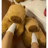 Sohiwoo Capybara Plush Slippers Women Cartoon Cute Lovely Soft  Animals Plushy Shoes Cozy Capibara Sandals Winter Indoor Warm Slippers