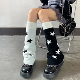 Sohiwoo AB Star Knitted Leg Warmers Y2K Gothic Harajuku Women Japanese Socks Hot Girl Accessories High Tube Calf Socks Boots Cover Socks