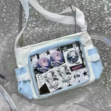 Sohiwoo Fashion Transparent Shoulder Bag for Women Nylon Casual Lolita Jk Crossbody Bag College Style Large Capacity New Handbag