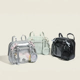 Sohiwoo Y2k Cute Womens Backpack Silver Transparent Lolita Jk New Fashion Backpack Pu Leather Bow Vintage Kawaii Aesthetic Bags