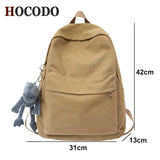 Sohiwoo Fashion Canvas Women Backpack Student School Bags For Teenage Girls Quality Solid Color Female Backpack Leisure Travel Bookbag