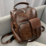 Sohiwoo Capacity Women PU Backpack Mujer Fashion Sac School Women Backpacks Para Mochilas Vintage Femme A Large Dos Leather Bolsos Bags