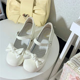 Sohiwoo Japanese Style Lolita Cosplay Shoes Sweet Victoria Elegant Tea Party Princess Bow Solid Color Love Heart 6.5 cm Heel Shoes