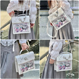 Sohiwoo Y2K Women Gothic Backpack Kawaii Ita Bag Fashion Shoulder Bag Crossbody Bag Cute Girls Transparent Pocket New DIY Badge Knapsack