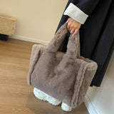 Sohiwoo Women Shoulder Bag Winter The Furry Brand Designer Women Handbag Tote Fur Crossbody Messenger Faux For Fluffy Wool Bag Bag Plush