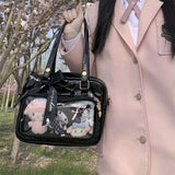 Sohiwoo Harajuku Women Ita Bag Trend Japanese Style JK Uniform Patent Leather Crossbody Shoulder Bags Subculture Bolso Mujer