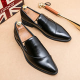 Sohiwoo Leather New Men Loafers Leather Shoes Formal Elegant Dress Shoe Simple Slip On Man Casual Footwear Original Pointed Boos Moccasins