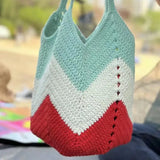 Sohiwoo Handmade crocheted large capacity beach bag for women's shoulder bag, crossbody bag, grandmother's grid empty bag