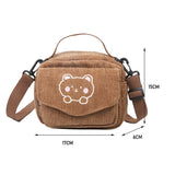 Sohiwoo Casual Corduroy Crossbody Bags for Teenager Girls Vintage Embroidery Women Shoulder Bags Handbags Small Purse Messenger Bags