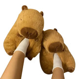 Sohiwoo Capybara Plush Slippers Women Cartoon Cute Lovely Soft  Animals Plushy Shoes Cozy Capibara Sandals Winter Indoor Warm Slippers