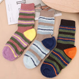 Sohiwoo Winter Socks Women Long Warm Stripe Mink Fluffy Bed Floor Sock Soft Elastic Velve Plush Sock Blockcolor Mid Tube Sock Casual Sox