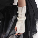 Sohiwoo Winter Women's Knitted Fingerless Arm Sleeves Gothic Style Striped Arm Warmers Girls Harajuku Y2K Fashion Wrist Gloves