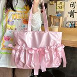 Sohiwoo Aesthetic Ita Bags Women New Harajuku Y2K Ribbon 2 Sides Tote Shoulder Bolso Mujer Glossy Designer Luxury Handbags Female