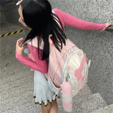 Sohiwoo Y2k Japanese Original Pink Girl Pistol Star Backpack Personalized High Capacity College Schoolbags Sweet Cool Girl Shoulder Bag