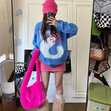 Sohiwoo Fashion Women Hot Pink Faux Fur Shoulder Bag Ladies Winter Soft Fluffy Crosssbody Purse Furry Tote Bag For Girls