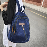 Sohiwoo Women Denim Canvas Backpack Boy Girl Travel Student Bag Trendy Cool Ladies Schoolbag Leisure Female College Backpack Laptop Bags