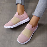 Sohiwoo Breathable Sneakers for Women Slip-On Light Knitting Casual Shoes Woman Comfortable Non-Slip Flat Heels Sport Shoes