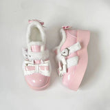 Sohiwoo Lovely Girls Lolita Winter Snow Boots,Students Swwet Plush Warm Bowknots Wedge Heel Heightening Shoes Christmas Gift