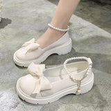 Sohiwoo Women Thick Platform Mary Janes Lolita Shoes Party Pumps Summer New Sandals Bow Chain Mujer Shoes Fashion Oxford Zapatos