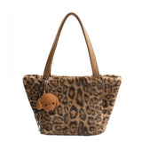 Sohiwoo Leopard Print Large Capacity Zipper Shoulder Bag 2025 High Quality Trendy Fashionable Tote Bag Soft Simple Commuting Handbag