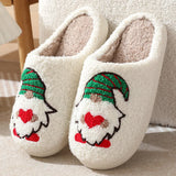 Sohiwoo Cartoon Christmas Fluffy Home Slippers Women Winter Comfort Soft Sole Indoor Cotton Slippers Woman Funny Shoes House Slides