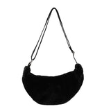 Sohiwoo Fashion Solid Colors Suede Half Moon Shoulder Bag 2024 Hot Selling Trendy Sweet Tote Bag Large Capacity Simple Versatile Handbag