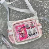 Sohiwoo Fashion Transparent Shoulder Bag for Women Nylon Casual Lolita Jk Crossbody Bag College Style Large Capacity New Handbag