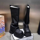 Sohiwoo Platform Women Ankle Boots Mid Heels Designer Shoes Fashion Winter Woman 2024 Trend Chelsea Boots Goth Femme Chaussures