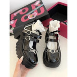 Sohiwoo Mary Janes Shoes for Women's Pumps Medium Heel Platform Heels Kawaii Lolita Fashion Round Toe Girls School Gothic Free Shipping