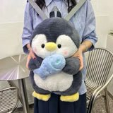 Sohiwoo Cute Plush Penguin Backpacks Women Cartoon Fun Shoulder Bag New Trendy Personalized Girl Fashion Knapsack Kawaii Animal Rucksack