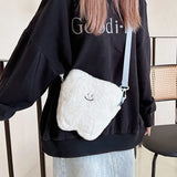 Sohiwoo Cute White Tooth Shape Shoulder Bag Women Plush Casual  Messenger Bag Girl Harajuku Large Capacity Dental Clinic Gift