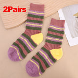 Sohiwoo Winter Socks Women Long Warm Stripe Mink Fluffy Bed Floor Sock Soft Elastic Velve Plush Sock Blockcolor Mid Tube Sock Casual Sox