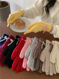 Sohiwoo Winter Bow Knitted Gloves For Women&Men Thicken Warm Knitted Mittens Full Finger Guantes Female Touch Screen Luvas Gloves Unisex